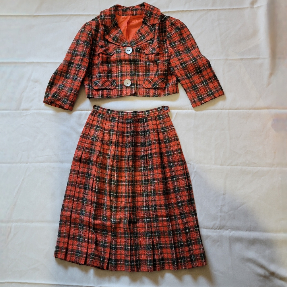 Arthur Jay Plaid Two-Piece Skirt Suit